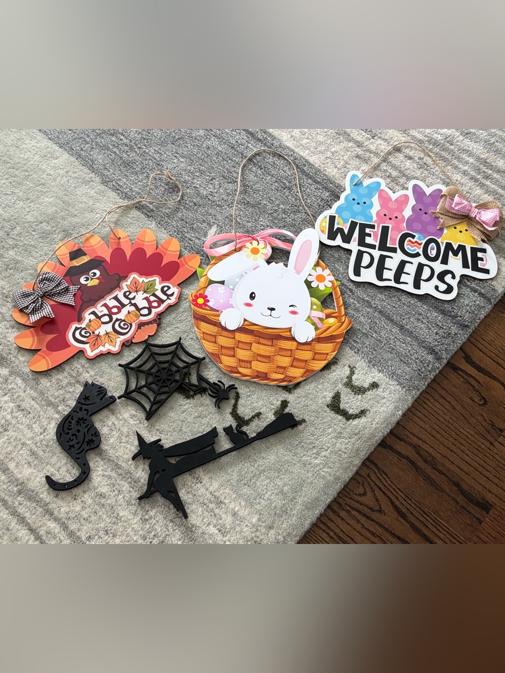 Holiday decor including Halloween, Thanksgiving, and Easter